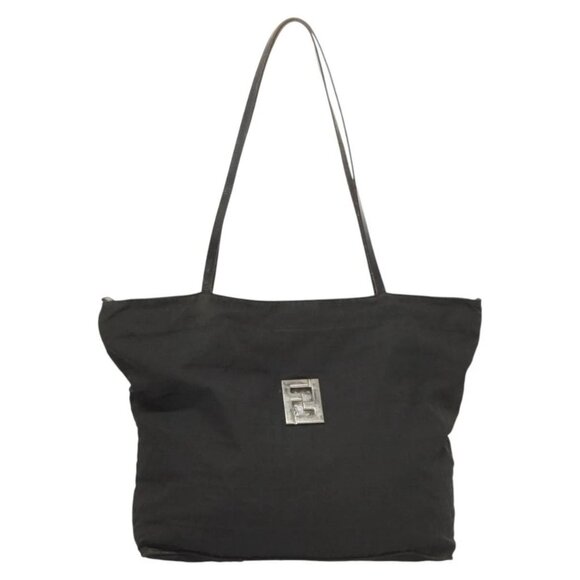 FENDI Zucca Canvas Tote Bag Nylon Black Silver Auth - Picture 2 of 14